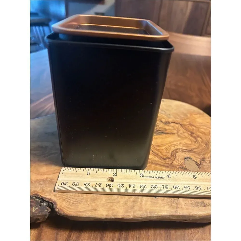Black Decorative Asian-Inspired Tea Tin with Embossed Scene